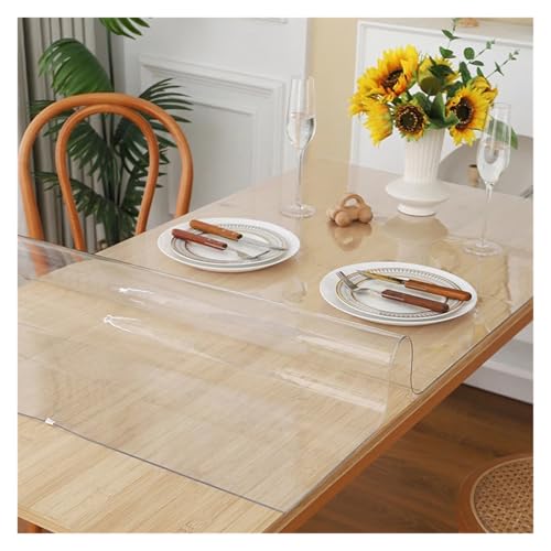 KBLDOPN Tischdecke Transparent PVC Transparent Table Cloth Cover Tablecloth Mat Waterproof Rectangle Soft Glass Cloth Dining Kitchen Oilproof Desk Table Mat Für Tisch(70X120cm) von KBLDOPN