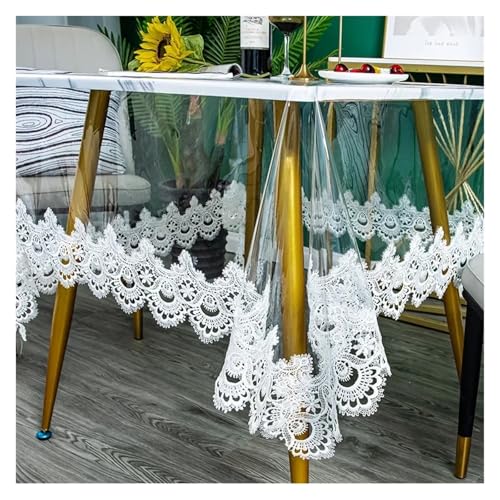 KBLDOPN Tischdecke Transparent PVC Transparent Tablecloth, Heat-Resistant, Embroidered Square Table Cloth Waterproof, and Oil Resistant Dining Table Mat, 1pc Für Tisch(Color-06,150x150cm) von KBLDOPN