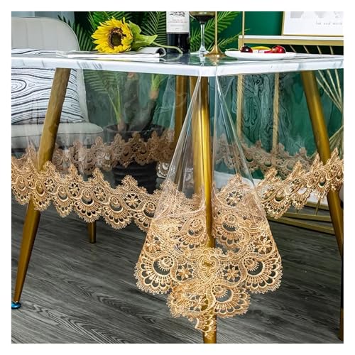 KBLDOPN Tischdecke Transparent PVC Transparent Tablecloth, Heat-Resistant, Embroidered Square Table Cloth Waterproof, and Oil Resistant Dining Table Mat, 1pc Für Tisch(Color-07,150x200cm) von KBLDOPN
