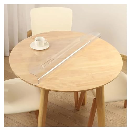 KBLDOPN Tischdecke Transparent Soft Glass Tablecloth Transparent PVC Table Cloth Waterproof Oil Proof Kitchen Dining Rectangular Table Cover Matte Clear Für Tisch(70cm Round) von KBLDOPN