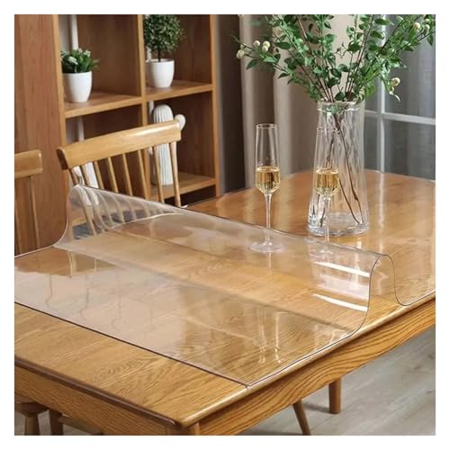 KBLDOPN Tischdecke Transparent Soft Glass Tablecloth Transparent PVC Table Cloth Waterproof Oil Proof Kitchen Dining Rectangular Table Cover Matte Clear Für Tisch(70cmx80cm) von KBLDOPN