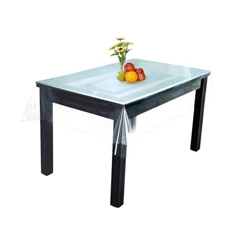 KBLDOPN Tischdecke Transparent Transparent Square Round Tablecloth PVC Waterproof and Oil-Proof Table Clothes Soft Glass Dinner Table Protector Home Table Mat Für Tisch(137x178cm) von KBLDOPN