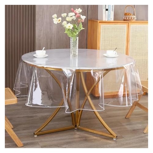 KBLDOPN Tischdecke Transparent Transparent Square Round Tablecloth PVC Waterproof and Oil-Proof Table Clothes Soft Glass Dinner Table Protector Home Table Mat Für Tisch(152cmx152cm(60inch)) von KBLDOPN
