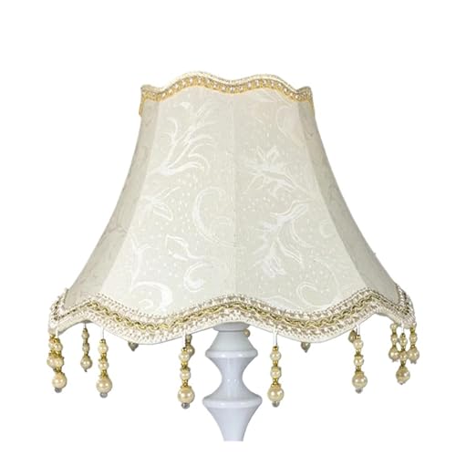 Perlenquaste Tischlampenschirm Schattierungstuch Fransenperlen Lampenabdeckung E27 Retro Tisch Schlafzimmer Dekoration Handwerk Für Tischlampen, Stehlampen(Color-01) von KBLDOPN