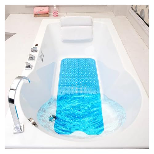 Rechteckige 40 x 100 PVC-Anti-Rutsch-Badewannenmatte, Badezimmer-Massage-Duschmatte, Saugnapf, wasserdichte Bodenmatte for Kinder/Ältere/Behinderte Für Badewannen(Blue) von KBLDOPN