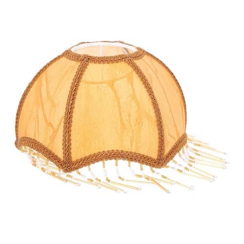 Retro Regenschirm Quaste Fransen Stoff Lampenschirm Tisch Lampen Schattierungen Für Tischlampen, Stehlampen(Light Brown) von KBLDOPN