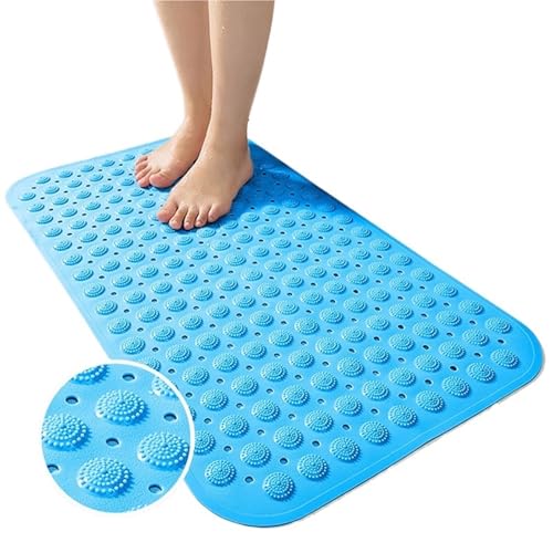 Super saugfähige Dusch-Badematte, Badezimmerteppich, Rutschfester Saugnapf, Massage-Fußpolster, Badezimmer-Zubehör-Set Für Badewannen(Blue,36cmx71cm) von KBLDOPN