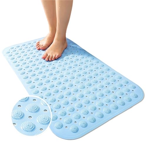 Super saugfähige Dusch-Badematte, Badezimmerteppich, Rutschfester Saugnapf, Massage-Fußpolster, Badezimmer-Zubehör-Set Für Badewannen(Blue01,36cmx71cm) von KBLDOPN