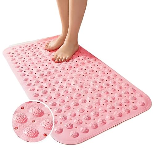 Super saugfähige Dusch-Badematte, Badezimmerteppich, Rutschfester Saugnapf, Massage-Fußpolster, Badezimmer-Zubehör-Set Für Badewannen(Pink,58cmx88cm) von KBLDOPN