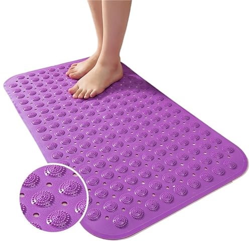 Super saugfähige Dusch-Badematte, Badezimmerteppich, Rutschfester Saugnapf, Massage-Fußpolster, Badezimmer-Zubehör-Set Für Badewannen(Purple,46cmx46cm) von KBLDOPN