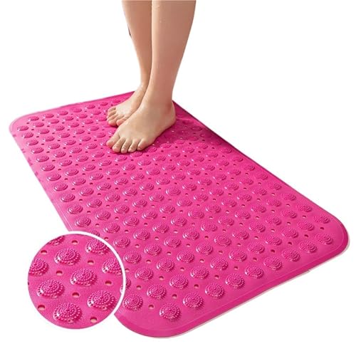 Super saugfähige Dusch-Badematte, Badezimmerteppich, Rutschfester Saugnapf, Massage-Fußpolster, Badezimmer-Zubehör-Set Für Badewannen(Red,46cmx78cm) von KBLDOPN