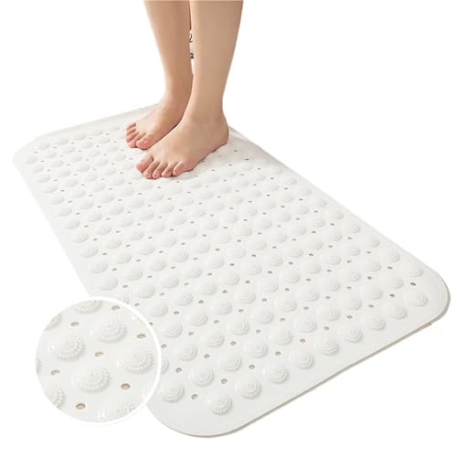 Super saugfähige Dusch-Badematte, Badezimmerteppich, Rutschfester Saugnapf, Massage-Fußpolster, Badezimmer-Zubehör-Set Für Badewannen(White,46cmx46cm) von KBLDOPN