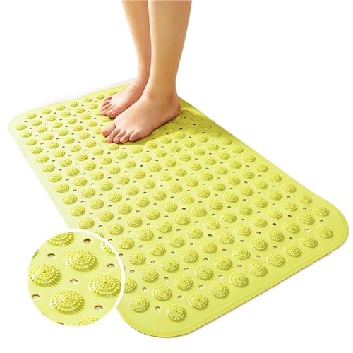 Super saugfähige Dusch-Badematte, Badezimmerteppich, Rutschfester Saugnapf, Massage-Fußpolster, Badezimmer-Zubehör-Set Für Badewannen(Yellow,46cmx78cm) von KBLDOPN