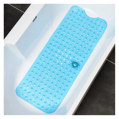 rutschfeste Badewannen-Duschmatte mit Saugnäpfen, maschinenwaschbare Badezimmermatten Abfluss, extra große Badewannenmatte, 100 x 40 cm Für Badewannen(Clear Blue) von KBLDOPN