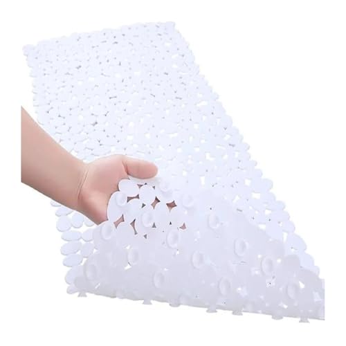 rutschfeste Badewannen-Duschmatten in Kieselform, maschinenwaschbar, Badewannenmatte mit Abflusslöchern, Saugnäpfen for Badezimmer Für Badewannen(White,88x40cm) von KBLDOPN