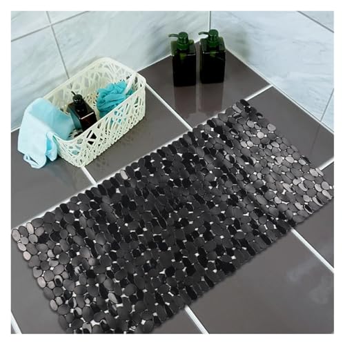 wasserdichte PVC-Badematte, sichere Saugmassagematte, rutschfeste Duschmatte, Badematte for ältere Kinder Für Badewannen(Black) von KBLDOPN