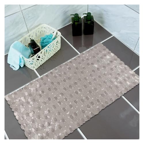 wasserdichte PVC-Badematte, sichere Saugmassagematte, rutschfeste Duschmatte, Badematte for ältere Kinder Für Badewannen(Gray transparent) von KBLDOPN