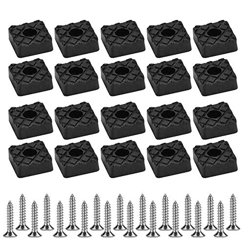 KBNIAN 20 PCS Schwarz Elastikpuffer Gummifüße Möbelfuß Auflagen Quadratisch Gummipuffer mit Schraube für Tisch Schrank Schreibtisch Couchs (22 * 22 * 8mm) von KBNIAN