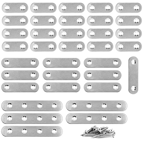 KBNIAN 35 Stück Edelstahl Flache Ecke Bracket Lochplatte Flachverbinder mit 3 Verschiedenen Größen(37mm/57mm/97mm), mit 80 Schrauben, zur Reparatur und Befestigung von Möbeln von KBNIAN