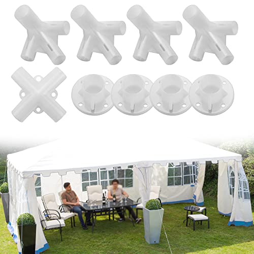 KBNIAN 9 Stück Pavillon Ersatzteile Kunststoff Eckverbinder Ersatzteile für 3x3m, 4 Markisenzelt Füße + 4 Zelt Eckverbinder + 14-Fach Center Stecker(Weiß) von KBNIAN