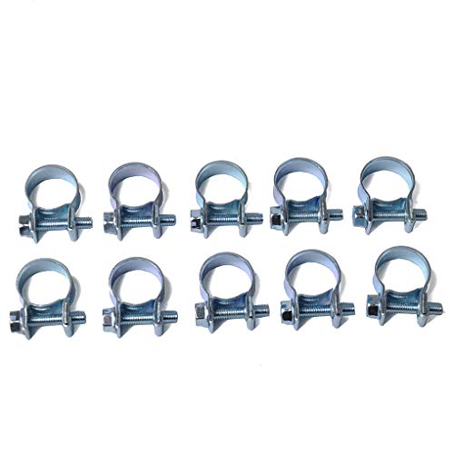 10 Stück/Set 12–14 mm Kraftstoffschlauchschellen, Mini-Karbonstahl, Luftschlauchschellen, verzinkt, silberfarben von KBOLAE