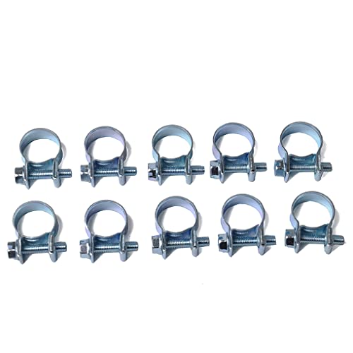 10 Stück/Set 8–10 mm Schlauchschellen, kreisförmige Rohrschellen, Luft-Wasserrohrschellen, Wasserrohr-Verschlüsse, Kraftstoffschlauchschellen, silberfarben von KBOLAE