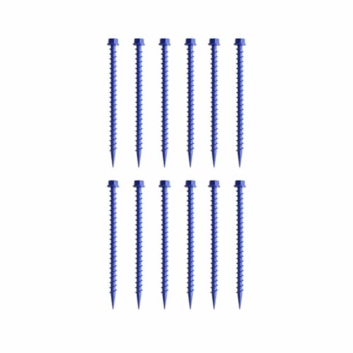 10 Stück Bergsteigerzelt, 26 cm Gewinde, Kunststoff-Bodennägel, Outdoor-Spikes, Kletterzubehör, quadratische Nägel, Schlammblau, 10 Stück von KBOLAE