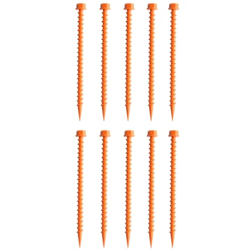 10 Stück Bergsteigerzelt mit Gewinde, Kunststoff-Bodennägel, hohe Festigkeit, Outdoor-Spikes, Picknick, quadratische Nägel, Strände, Orange, 10 Stück von KBOLAE