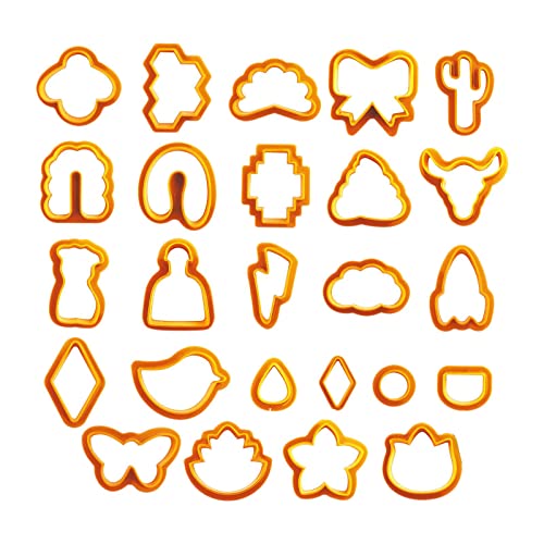 25 x geometrische Formen Ton Ohrringe Polymer Cutter Kit Zubehör Ton Werkzeuge Orange 25 Stück, 15 x 10,5 x 4 cm von KBOLAE