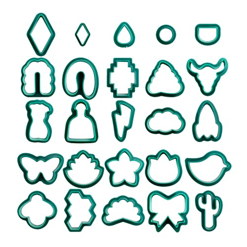 25 x geometrische Formen Ton Ohrringe Polymer Cutter Kit Zubehör Ton Werkzeuge grün 25 Stück von KBOLAE