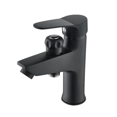 Doppelzweck-Waschtischarmatur Badzubehör mit einfacher Installation und modernen Kupfer-Absperrhahn-Armaturen, weicher Auslauf, Schwarz Doppelzweck-Waschtischarmatur Badzubehör mit einfacher Installation und modernen Kupfer-Absperrhahn-Armaturen, weicher Auslauf, Schwarz von KBOLAE