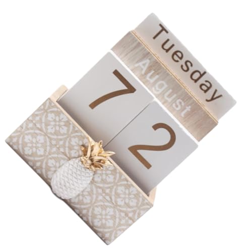 Ewiger Kalender aus Holz, funktionales und dekoratives Schreibtisch-Accessoire, Vintage-Kalender, Schreibtischkalender, Fotografie-Requisiten, Ananas Ewiger Kalender aus Holz, funktionales und dekoratives Schreibtisch-Accessoire, Vintage-Kalender, Schreibtischkalender, Fotografie-Requisiten, Ananas von KBOLAE