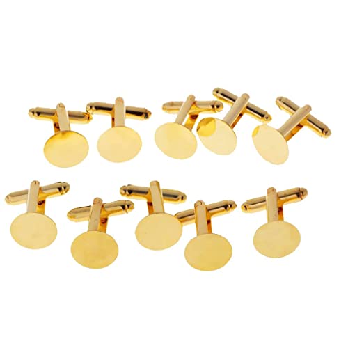 Herren-Manschettenknöpfe, blanko, Schmuck, 15 mm, goldfarben, 10 Stück Herren-Manschettenknöpfe, blanko, Schmuck, 15 mm, goldfarben, 10 Stück von KBOLAE