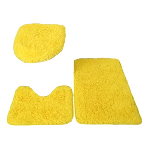KBOLAE 3-teiliges Badezimmermatten-Set mit schneller Wasseraufnahme, schnell trocknend und weich, PU-Teppiche, WC-Abdeckung, Teppich, starker Griff, Gelb KBOLAE 3-teiliges Badezimmermatten-Set mit schneller Wasseraufnahme, schnell trocknend und weich, PU-Teppiche, WC-Abdeckung, Teppich, starker Griff, Gelb von KBOLAE