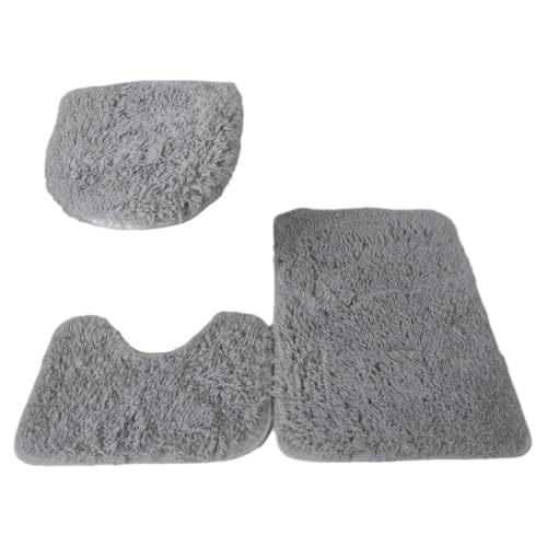 KBOLAE 3-teiliges Badezimmermatten-Set mit schneller Wasseraufnahme, schnell trocknend und weich, PU-Teppiche, WC-Abdeckung, Teppich, starker Griff, Grau KBOLAE 3-teiliges Badezimmermatten-Set mit schneller Wasseraufnahme, schnell trocknend und weich, PU-Teppiche, WC-Abdeckung, Teppich, starker Griff, Grau von KBOLAE