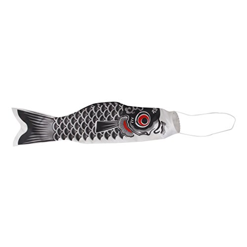 KBOLAE 55–150 cm verschiedene japanische Windsäcke Karpfen Flagge Koi Nobori Segelfisch 70 cm schwarz von KBOLAE