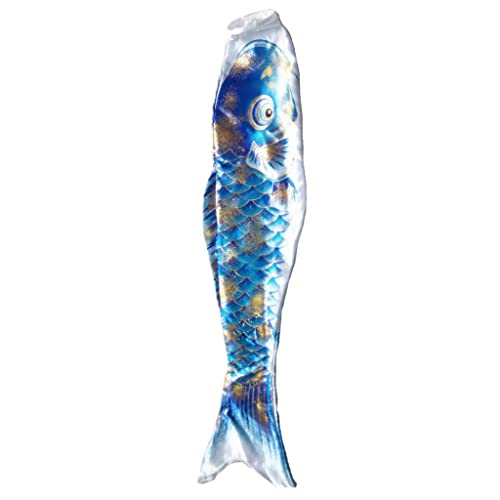 KBOLAE Japanischer Windsack Karpfen Flagge Garten Koi Nobori Segelfisch 50 cm Goldblau von KBOLAE