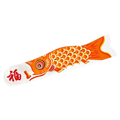 KBOLAE Japanischer dekorativer Windsack Karpfen Flagge Koi Nobori Segelfisch 90 cm orange von KBOLAE