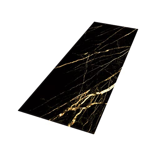 KBOLAE Marmor Fußmatte Fußmatte Langer Teppich Eingang Fußmatte Schwarz Golden von KBOLAE