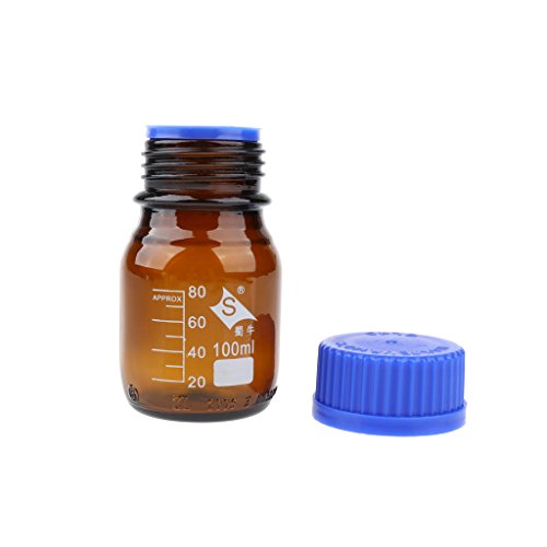 KBOLAE Reagenzflasche aus Glas mit Skalenlinie, Schraubverschluss, 100 ml, Braun KBOLAE Reagenzflasche aus Glas mit Skalenlinie, Schraubverschluss, 100 ml, Braun von KBOLAE