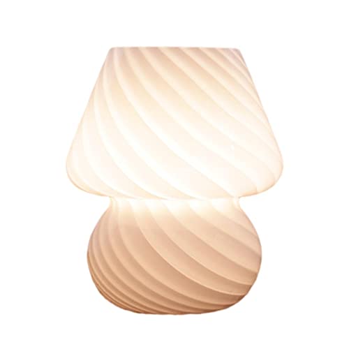 KBOLAE USB-betriebene Tischlampe Schlafzimmer neben abisoliertem Glas Nachtlicht Weiß von KBOLAE