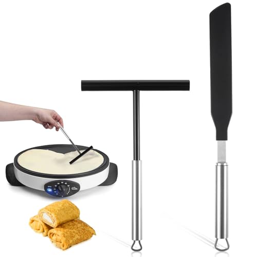 Praktischer T-förmiger Crêpes-Streuer, Schaber für Pfannkuchen, jedes Mal, attraktiver Edelstahl-Pfannkuchen-Teigstreuer, Schaber von KBOLAE