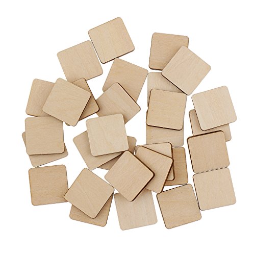 Quadratische MDF-Holzplatte, unlackiert, blanko, 20 x 20 mm, 30 Stück von KBOLAE