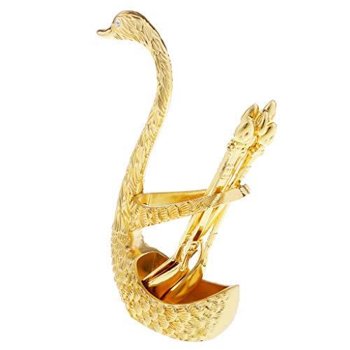 Schwanenboden mit 6 Löffeln Küchenutensilien Edelstahl Set Halter Golden Schwanenboden mit 6 Löffeln Küchenutensilien Edelstahl Set Halter Golden von KBOLAE