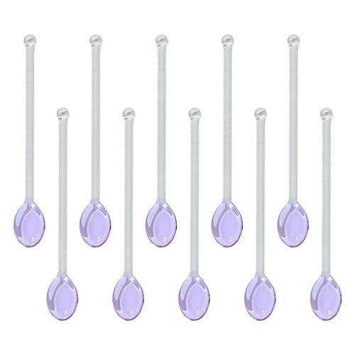 Teelöffel aus Glas, spülmaschinenfest, zum Rühren von Kaffee-Bar, Violett, 10 Stück von KBOLAE