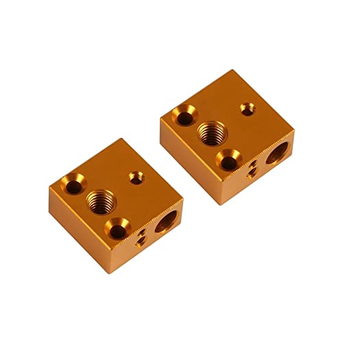 KBREE 3D-Drucker Teil Aluminiumheizungsblock for Druckkopf Heißendheizungsblock for Ender 3 CR-10 (Color : 2Pcs Brass Color) von KBREE