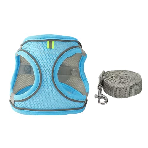 KBRPEY Atmungsaktives Hundegeschirr mit Leine Set Weiches Mesh-Weste Geschirr für kleine Hunde und Welpen Verstellbar und Reflektierend Komfortables Brustgeschirr Leicht und Strapazierfähig Blau KBRPEY Atmungsaktives Hundegeschirr mit Leine Set Weiches Mesh-Weste Geschirr für kleine Hunde und Welpen Verstellbar und Reflektierend Komfortables Brustgeschirr Leicht und Strapazierfähig Blau von KBRPEY