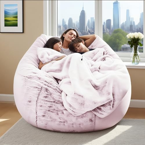 2,13 m großer, flauschiger Sitzsackbezug aus Plüsch – ohne Füllung | DIY-Füllung, Pouf, Schlafsofa for Erwachsene und Jugendliche, weiche Couch, Wohnheim, Wohnzimmer, Bodensitzgelegenheit(Snow red) von KBZSlyn
