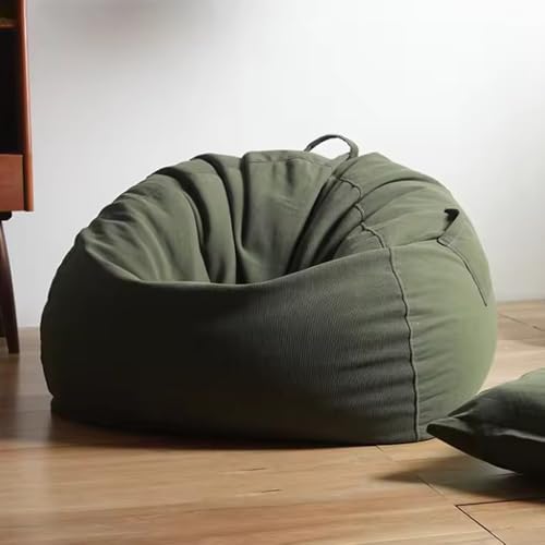 Cord-Sitzsack (ohne Füllung), Sitzsack in Erwachsenengröße, Sitzsackbezug, weicher Pouf, Ottomane, Bodensitzgelegenheit, rahmenlose Möbel for Schlafzimmer, Wohnzimmer, Erwachsene und Jugendliche(Green von KBZSlyn