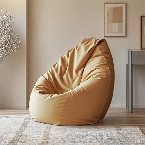 KBZSlyn Bean Bag Cover Beanbag Sofa (No Filler) Lounge Chair PU Leather Empty Lazy Sofa Dorm Room Pouf Comfy for Adults Bean Bag Chair Cover for Living Room, Bedroom(Khaki) von KBZSlyn